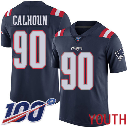New England Patriots Football 90 100th Season Limited Navy Blue Youth Shilique Calhoun NFL Jersey